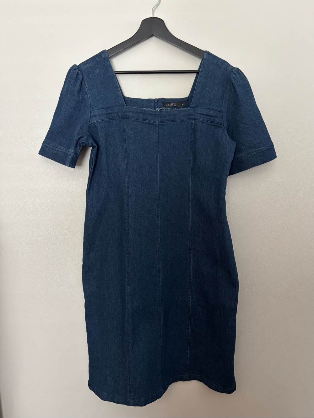 MikaRose Denim Square-Neck Shift Dress | Size M